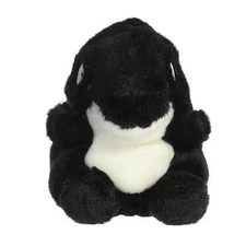 Aurora Black And White Palm Pals 5" Juneau Orca Super Cute Soft Fluffy Plush