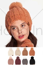 C.C Exclusive Women Soft Chenille Chunky Yarn Beanie Hat with Faux Color Fur