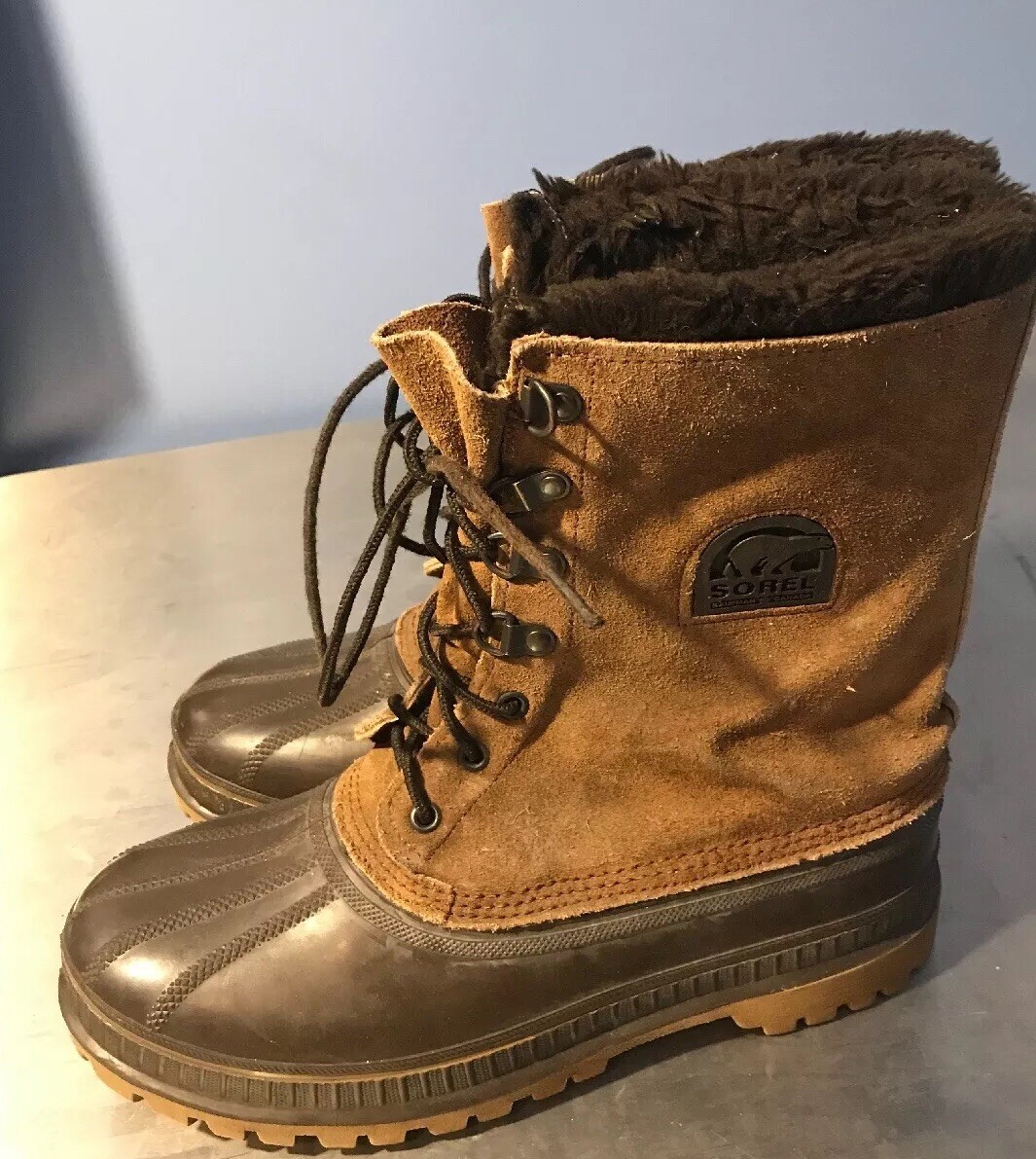 Men Sorel Brown Suede Rubber Insulated Waterproof Lace Up  display picture 3