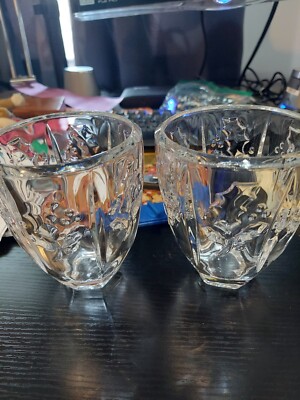 2 Beautiful Lead Crystal  Vases -holly leaf pattern. 1 Vintage Starburst Bud Vas