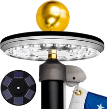 Deluxe Black 2Nd Generation Flag Pole Light Solar Powered, 1300 Lumen Weatherpro