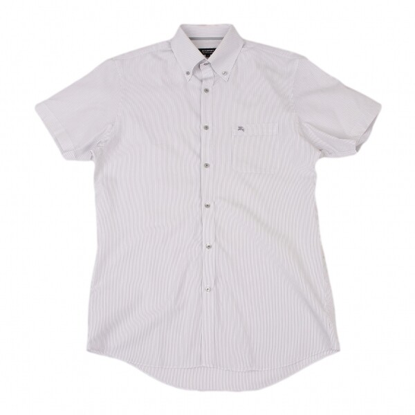 BURBERRY BLACK LABEL Cotton Poly Striped Short Sleeve Shirt