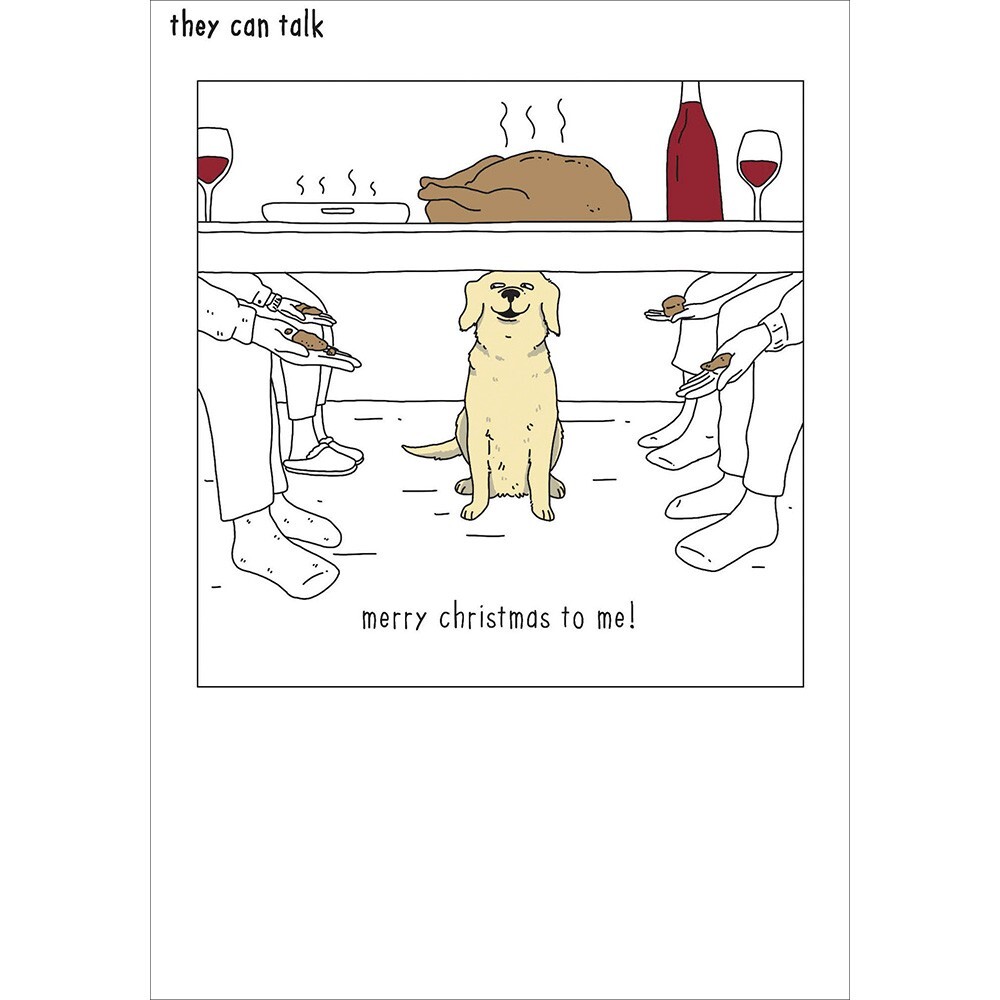 Funny Christmas Card Dog Under The Table - Perfect Xmas Card for Dog-lovers