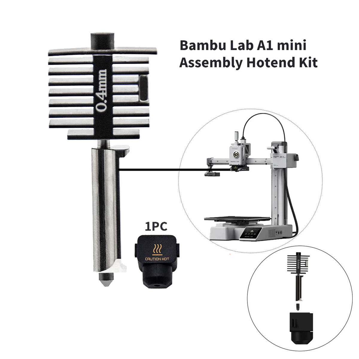 0.2mm-0.8mm Hardened Steel Nozzle Hotend Kit for Bambu Lab 0.2mm-0.8mm Hardened Steel Nozzle Hotend Kit for Bambu Lab