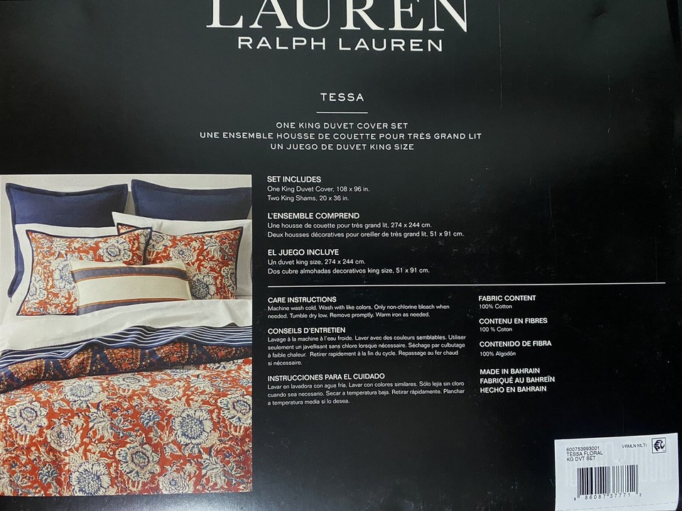 RARE 3 PC Ralph Lauren TESSA FLORAL King Duvet Cover & 2 KING Sham Set NEW eBay
