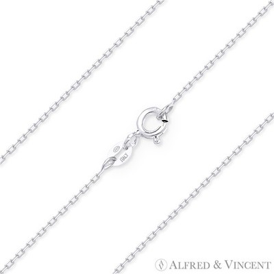1 mm D-Schliff Anker Kabel Link .925 Italien Sterlingsilber & Rhodium Kette Halskette