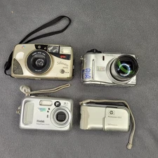 Lot of 4 Digital Cameras Olympus Kodak Easy Share HP Photosmart Parts Only