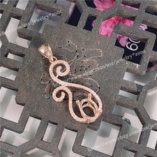 Solid 14K Rose Gold Natural Diamonds Pendant Semi-Mount Setting 7x5mm Oval Shape