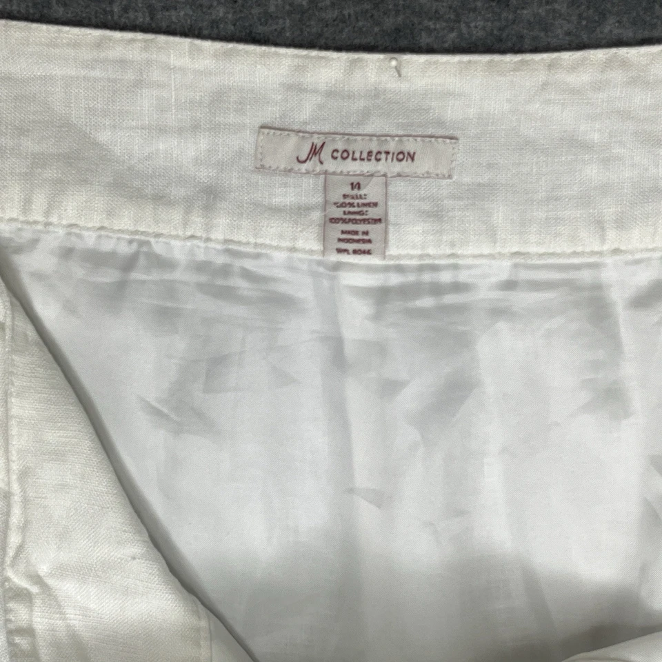 JM Collection Linen Skirt Womens 14 White Flowy Boho Cottagecore Lagenlook Lined - Image 4 of 4