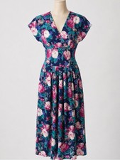 Vintage R.E.O. Originals 80s Floral Dress S/M ILGWU Union Pockets Whimsigoth