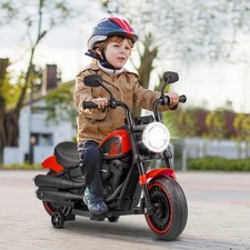 Kids Ride-on Electric Motorcycle w/ Removable Training Wheels, LED Headlight
