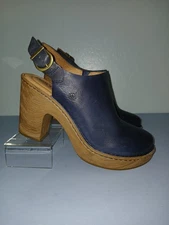 Børn Women’s Heeled Leather Clogs – Blue – BR0049634 – Premium Comfort –...