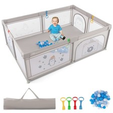 Large Baby Playpen Kids Play Yard Activity Center 81'' x 57.5'' Penguin Pattern