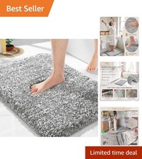 Cozy Microfiber Bath Rug 24x17 - Fluffy, Washable  Water-Resistant Safety Mat