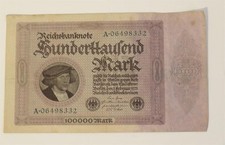Germany Weimar Republic 100,000 Mark Bank note Reichsbanknote c1923