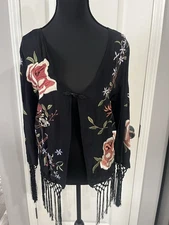 Monroe and Main Embroidered Tassle Rayon Jacket Small