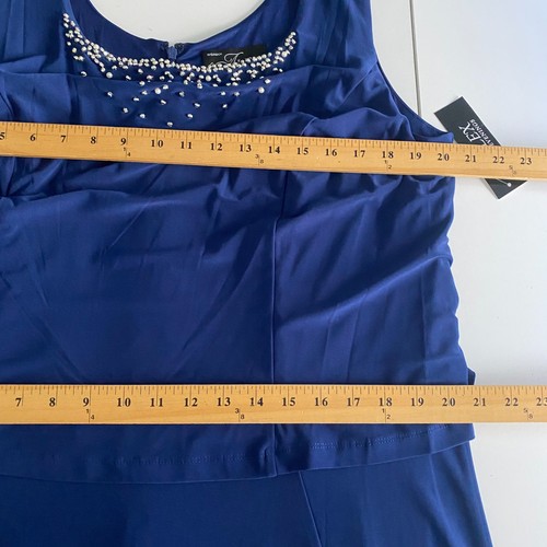 Alex Evenings Embellished Tea-Length Plus Size Dress Size 16W Cobalt Blue - Picture 8 of 10
