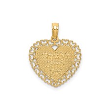 14k Yellow Gold Heart Pendant for Daughter Openwork Charm Daddy Little Girl