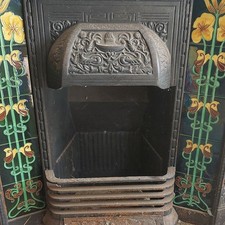 Cast Iron Fireplace Inset Insert Surround, Black Cast Metal Decorative Tiles