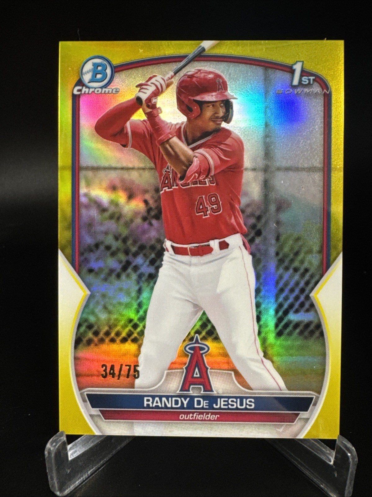 2023 Bowman - Chrome Prospects Randy De Jesus #BCP-19 Yellow Refractor /75 (RC)