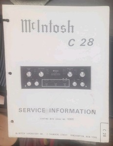 VINTAGE:  McIntosh C 28 Stereophonic Pre-Amplifier Service Information Booklet 