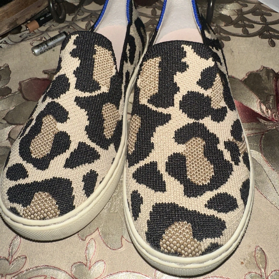 Rothy's "The Sneakers" Shoes Loafers Youth Kids Size 13 cheetah  Slip On Flat - Image 2 of 4