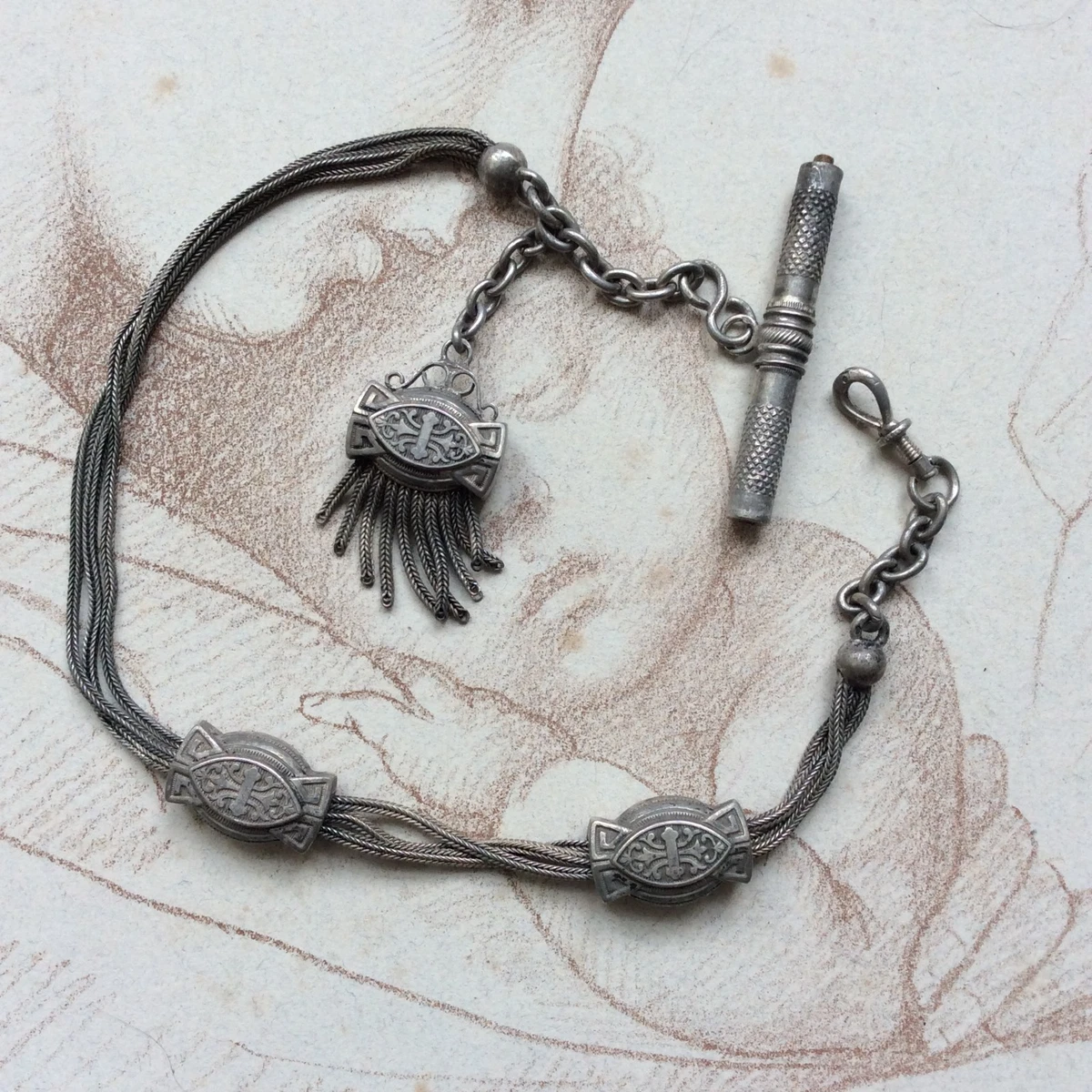 Ancien Bracelet En Argent Massif Avec Grelot Napoleon III