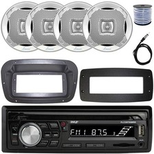 Pyle 1-DIN Boat CD/MP3 Radio W/Kit  Adapter Plate, 4x 5.25" 400W Max Speakers