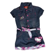 Hello Kitty Girls Size 4 Denim Embroidered Mini Dress Preppy Y2K Style Party