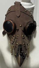 Steampunk Plague Doctor Bird Mask Brown Gold Gears Bronze Goggles