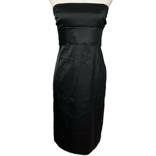 Donna Ricco New York Black Strapless Sheath Midi Dress Size 6 Satin