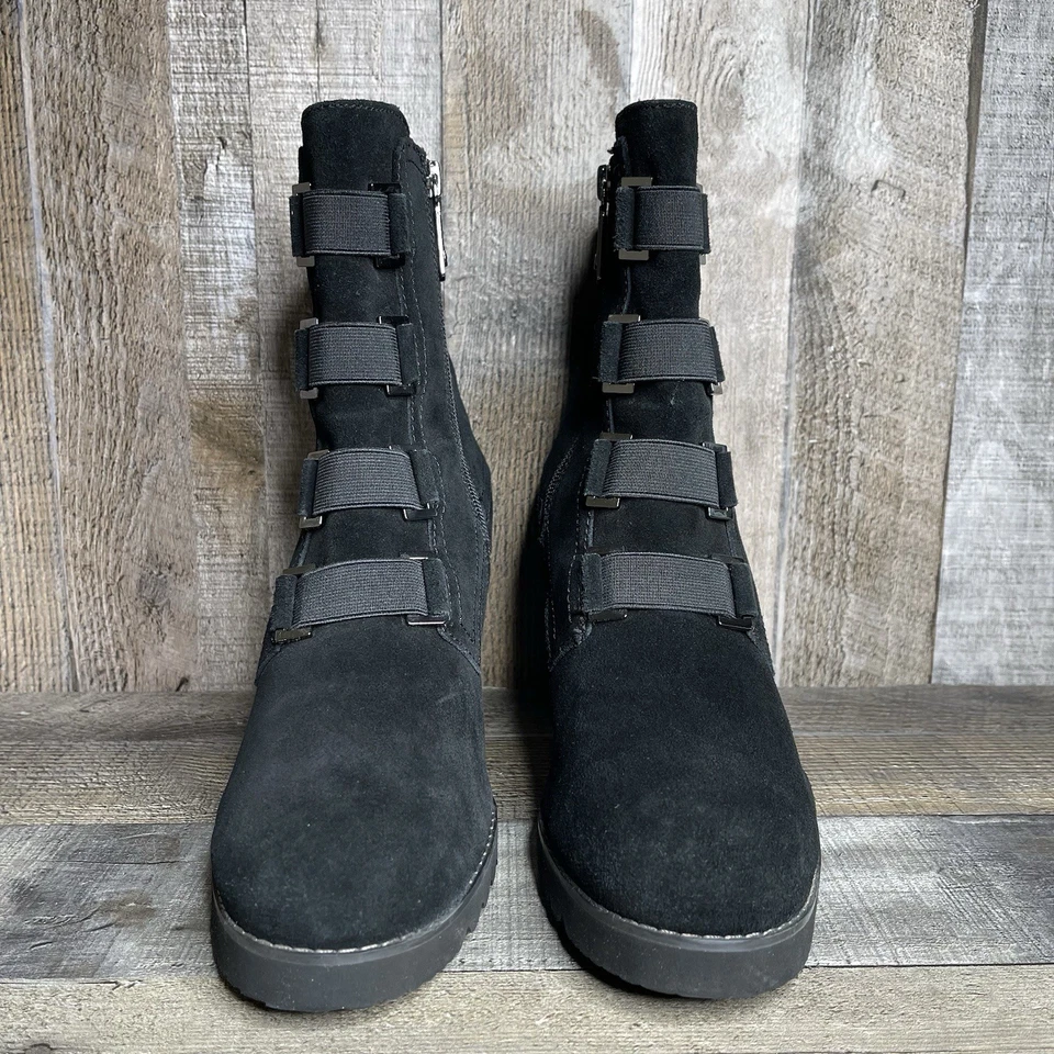 Mujeres Blondo Reilly Negro Gamuza Impermeable Cremallera Tacón Botas Botines Talla 10 M Foto 3 de 4