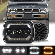 Black 7x6 Led Headlight Hi-lo Drl Turn Signal For Nissan D21 Pickup 1986-1994 Black 7x6 Led Headlight Hi-lo Drl Turn Signal For Nissan D21 Pickup 1986-1994