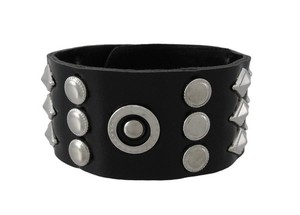 Zeckos Black Vinyl Wristband with Round and Diamond Shaped Studs
