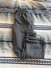 Pro Club Men  s Dark Grey Charcoal Cargo Sweatpants Size Small