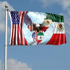 USA Mexico Friendship Flag Eagle Mexican American Strong Flags 3X5Ft Banner
