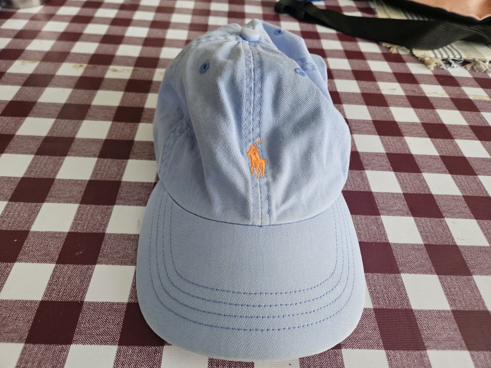 Cappello vintage anni 90 Polo Ralph Lauren berretto streetwear pony preparazione blu SPELLOUT schiena