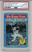 2025 TOPPS HERITAGE LIGHT BLUE SPARKLE REFRACTOR #341 WILLIE MAYS GIANTS PSA 10