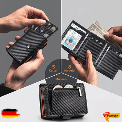 Men's wallet with coin compartment & RFID protection, slim wallet card case, sma