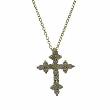 14Kt Gold 1 Ct Lab Grown Diamond Cross Pendant Necklace