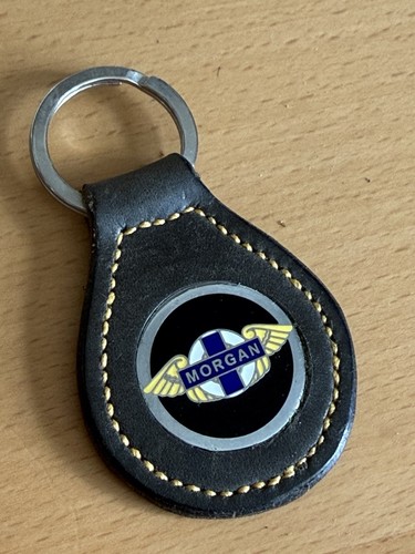Morgan Sports Car Leather & Enamel Keyring Key Fob