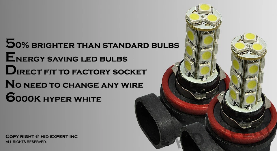 x2 LED H11 18 SMD Hyper Super White Fit Fog Light Replace Halogen Bulbs T850 - Image 3 of 4