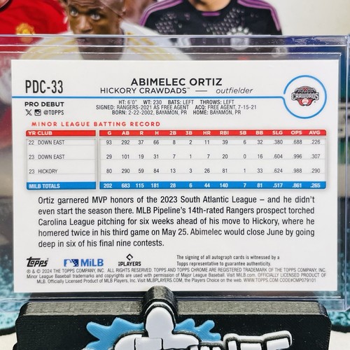 2024 Topps Pro Debut Chrome #PDC-33 Abimelec Ortiz Refractor On Card Auto /99 🔥 - Picture 4 of 4