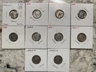 #29 Mercury Dimes Lot 10 90% Silver 1943S(3), 1944BU, 1944(6).