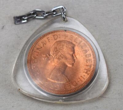 1966 Elizabeth II Dei Gratia Regina F:D: t One Penny Coin In Acrylic