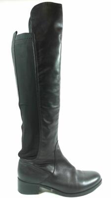 Charles David Womens Knee-High Boots SZ 6.5 M Black Leather 1 1/2'' Heel Solid