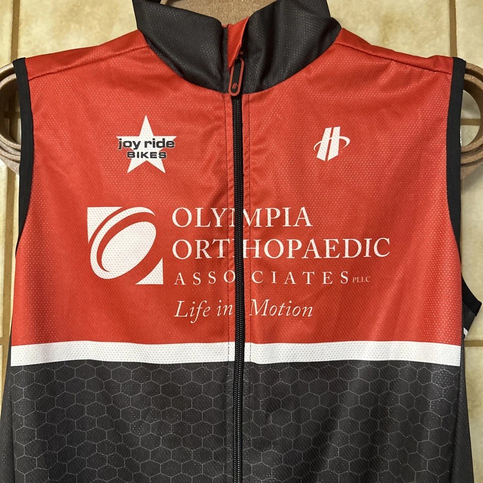 Hincapie Women’s Cycling Running Athletic Training Wind Vest, Black Red Sz L - Image 2 of 4