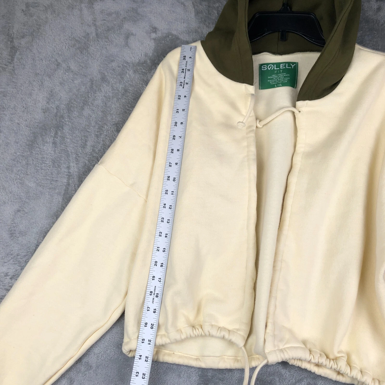 OFF WHITE Felpa con cappuccio Sololy Fly Empowered Harlem donna taglia L XL marrone avorio NUOVA