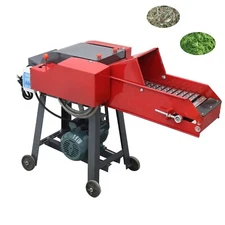 4 Blade Electric Hay Cutter Straw Pulverizer with Conveyor Belt 400-800KG/H 220V