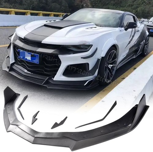 Fit For Chevrolet Camaro 2016-2020 REAL CARBON Front Bumper Lip Spoiler BODYKIT - Picture 1 of 17